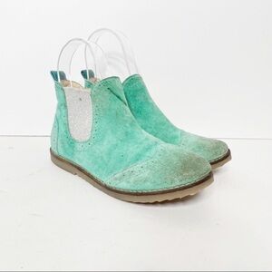 Mini Boden Little Girls Green Aqua Suede Boots Size 32